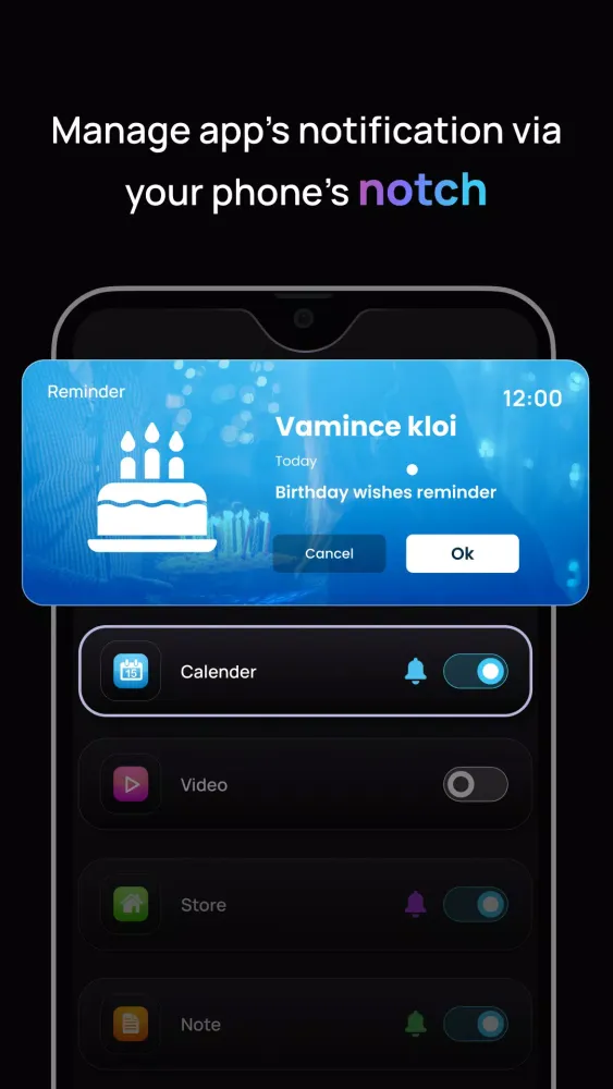 Zrzuty ekranu Adaptive Notch Notification