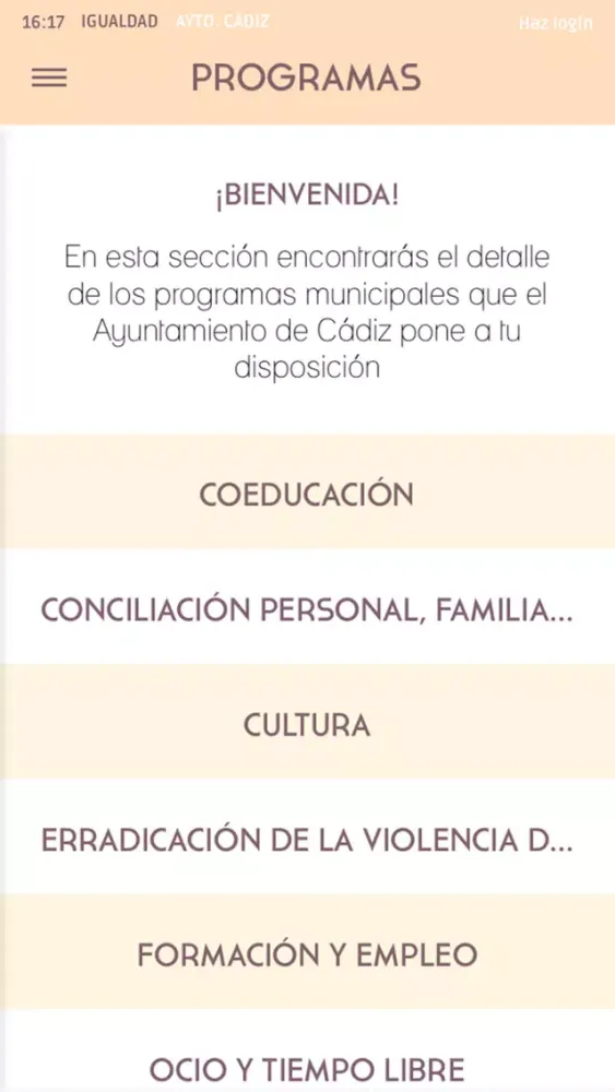 Captures d'écran de App de Igualdad de Cádiz