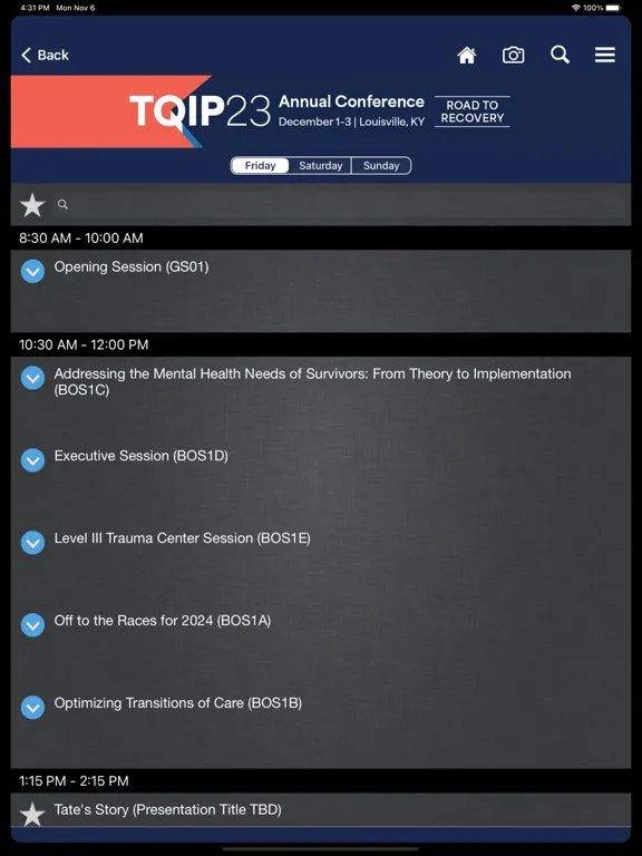 ACS-TQIP Conference iPad  Screenshots