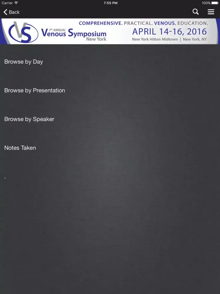 Venous Symposium 2016 iPad  スクリーンショット