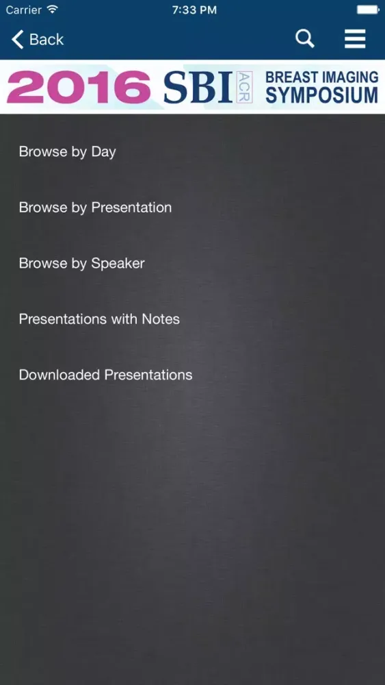 SBI/ACR Symposium 2016 Screenshots