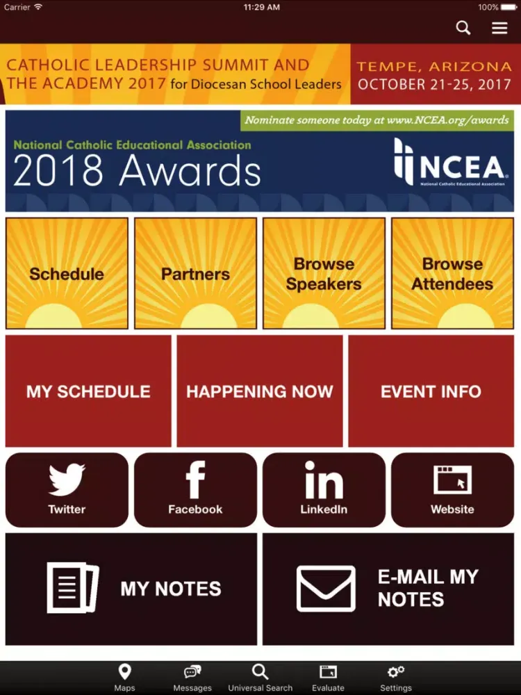 Ảnh chụp màn hình của NCEA CLS 2017 iPad 