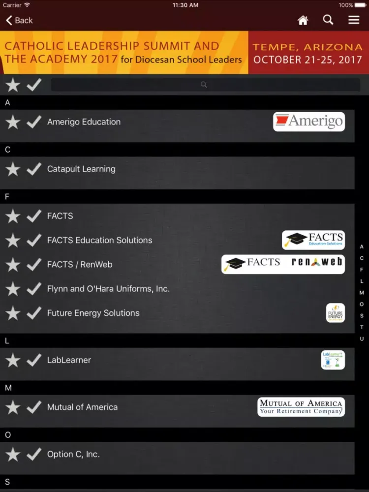 Ảnh chụp màn hình của NCEA CLS 2017 iPad 