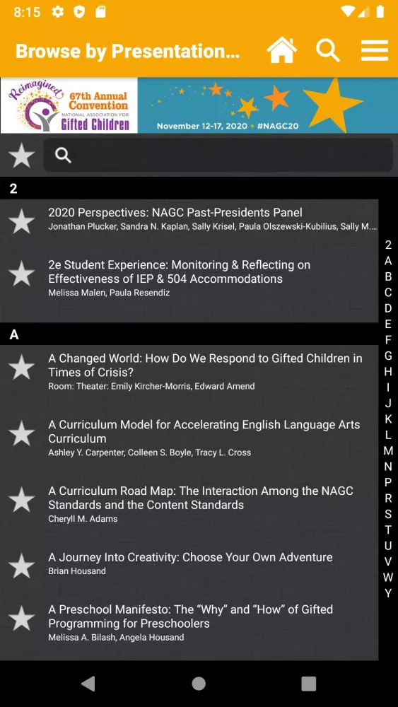 Capturas de pantalla de NAGC Meetings