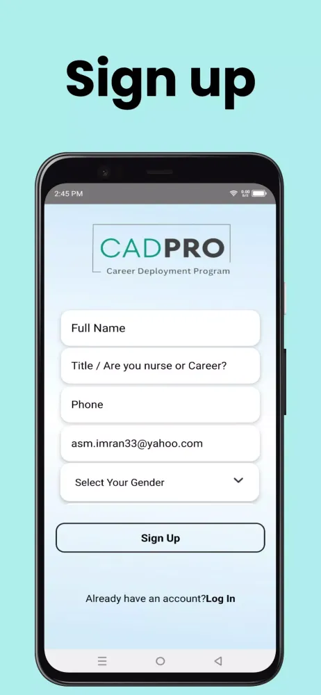 CADPRO Candidate App Screenshots