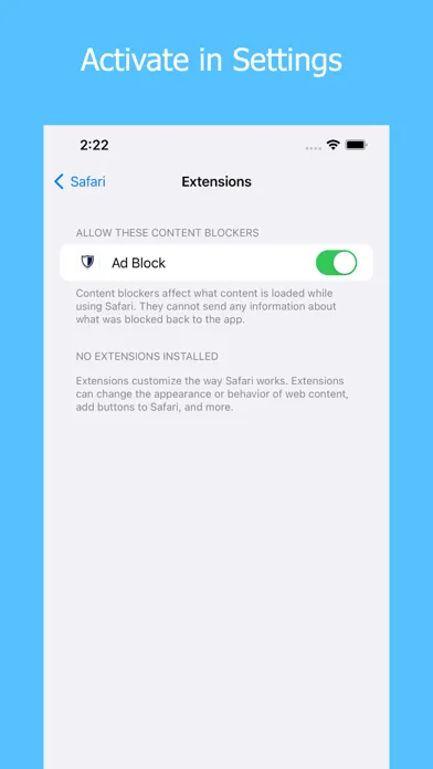 Captures d'écran de Browser Ad Block Extension