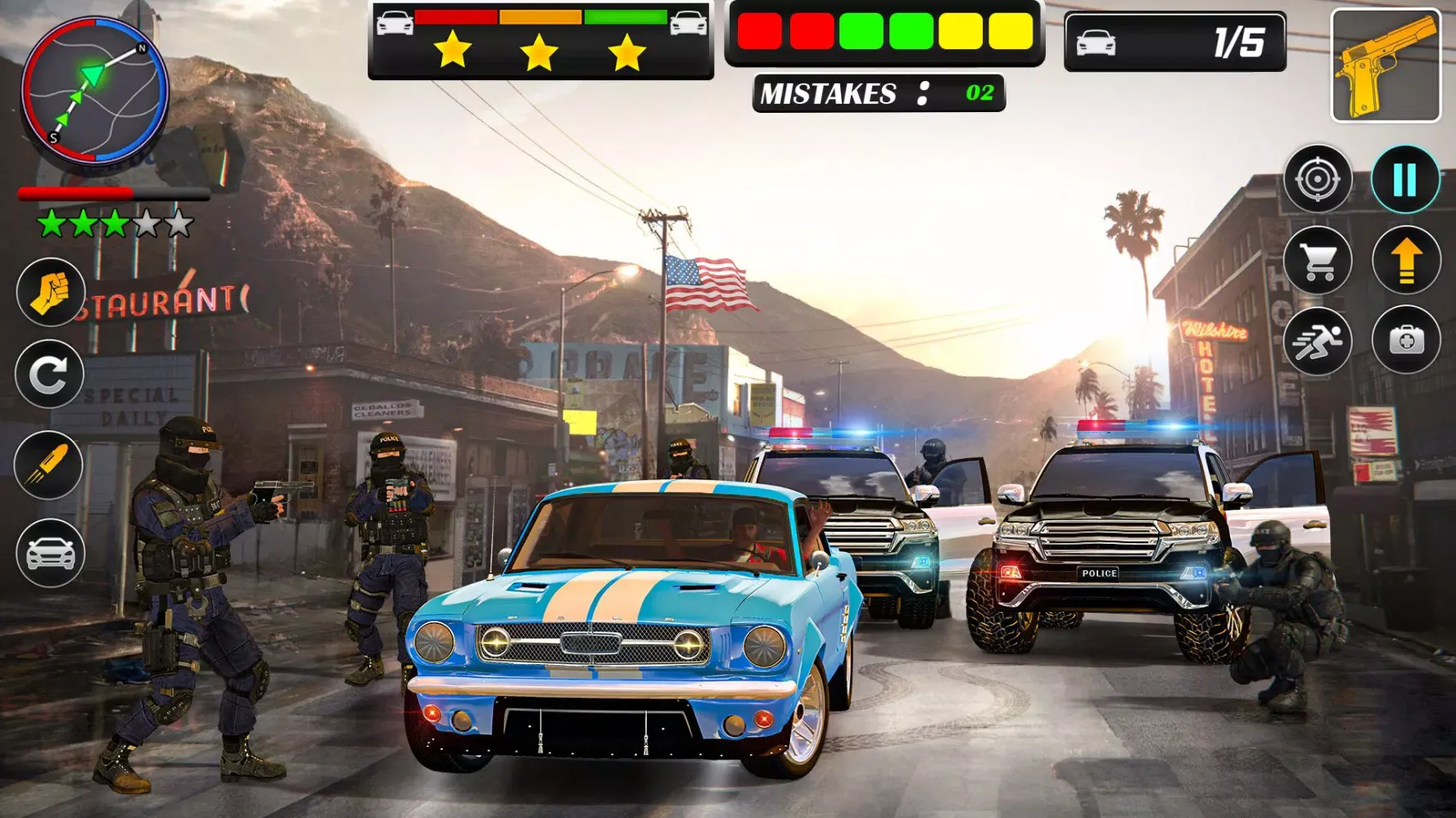 US Police Car Chase Thief Game应用截图