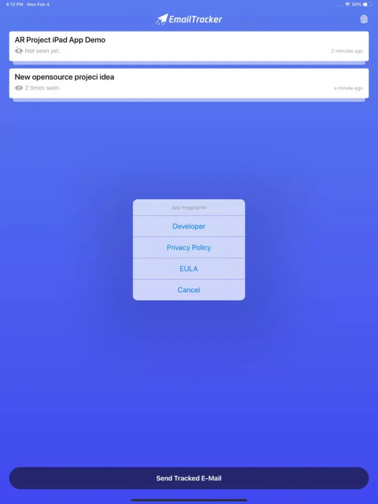 E-Mail Tracker iPad  スクリーンショット