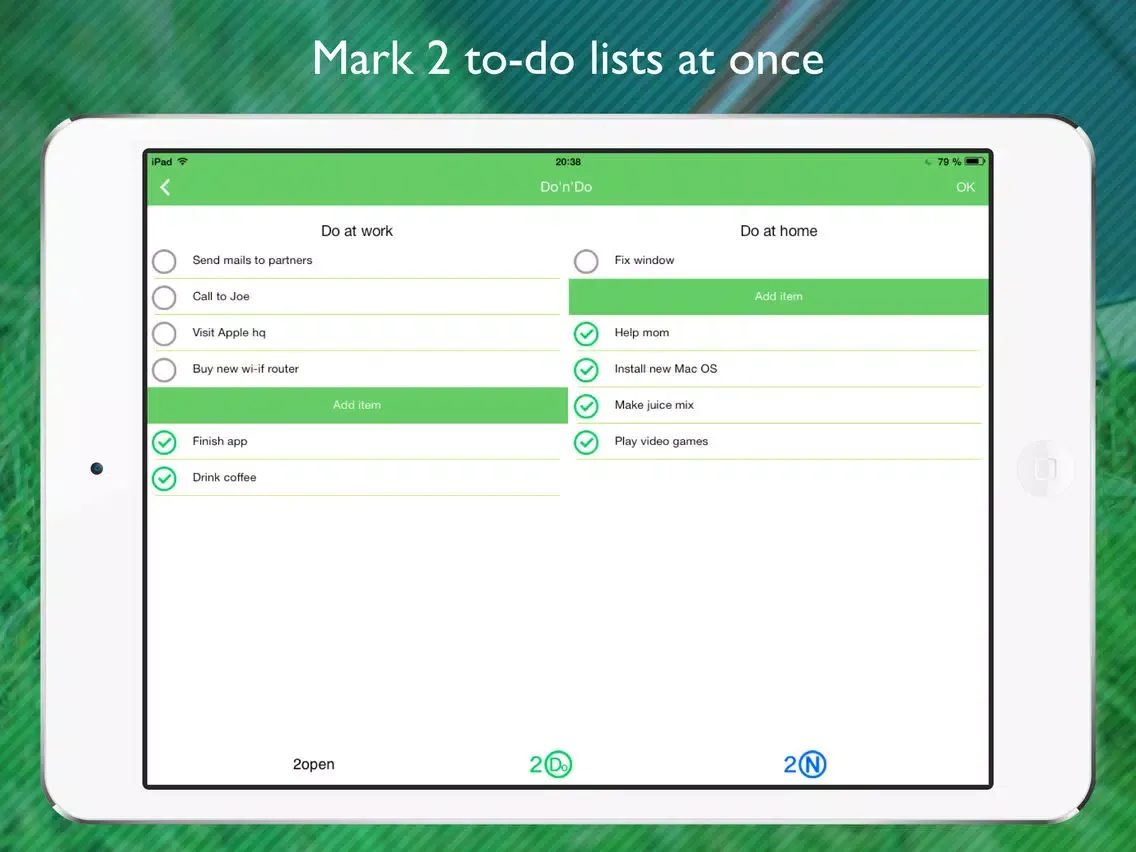 Скриншоты Note & Do - creating and editing two notes with to-do lists at the same time on one screen iPad 