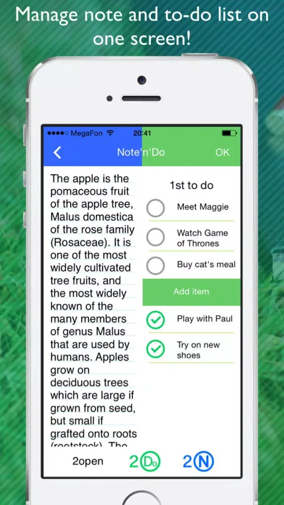 Скриншоты Note & Do - creating and editing two notes with to-do lists at the same time on one screen