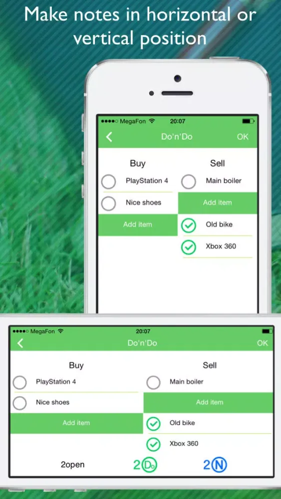 Скриншоты Note & Do - creating and editing two notes with to-do lists at the same time on one screen