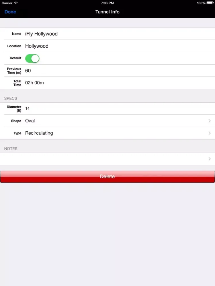 ภาพหน้าจอของ Wind Tunnel Logbook iPad 