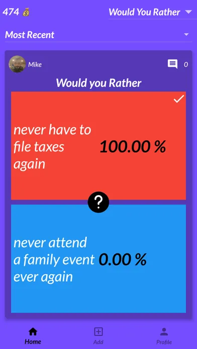 Zrzuty ekranu Would You Rather: Polls - Q&A
