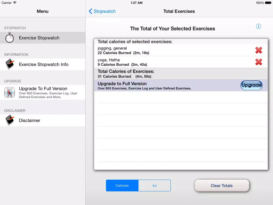 Tangkapan layar Exercise Calorie Stopwatch - Calculator/Timer for the Calories Burned With Exercise iPad 