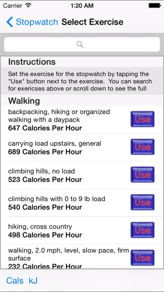 Tangkapan layar Exercise Calorie Stopwatch - Calculator/Timer for the Calories Burned With Exercise