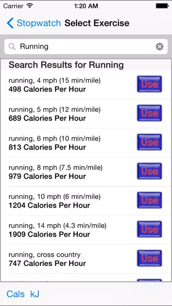 Tangkapan layar Exercise Calorie Stopwatch - Calculator/Timer for the Calories Burned With Exercise