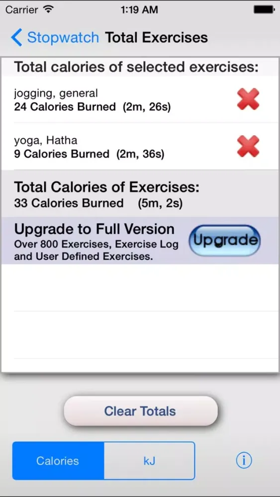 Tangkapan layar Exercise Calorie Stopwatch - Calculator/Timer for the Calories Burned With Exercise