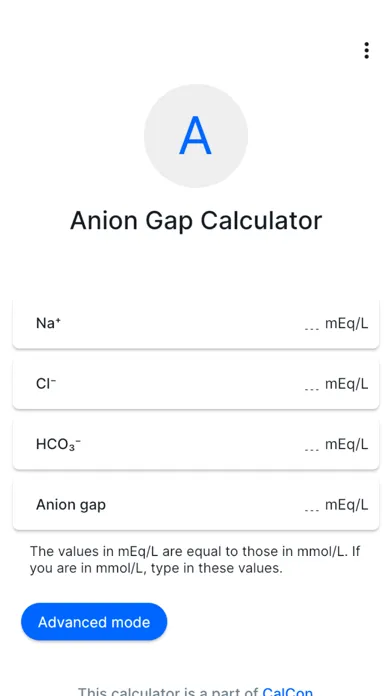 Anion Gap Calculator - CalCon应用截图