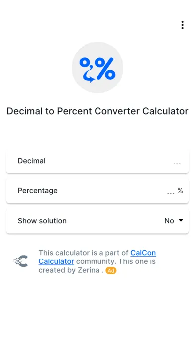 Decimal to Percent Converter Screenshots