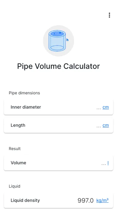 Capturas de pantalla de Pipe Volume Calculator
