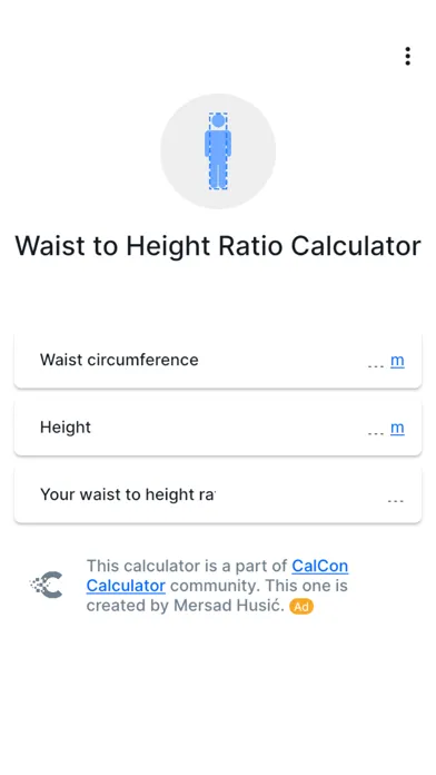 ภาพหน้าจอของ Waist to Height Ratio