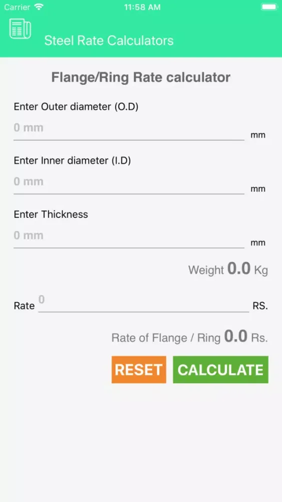 Zrzuty ekranu Flange Industries Calculator