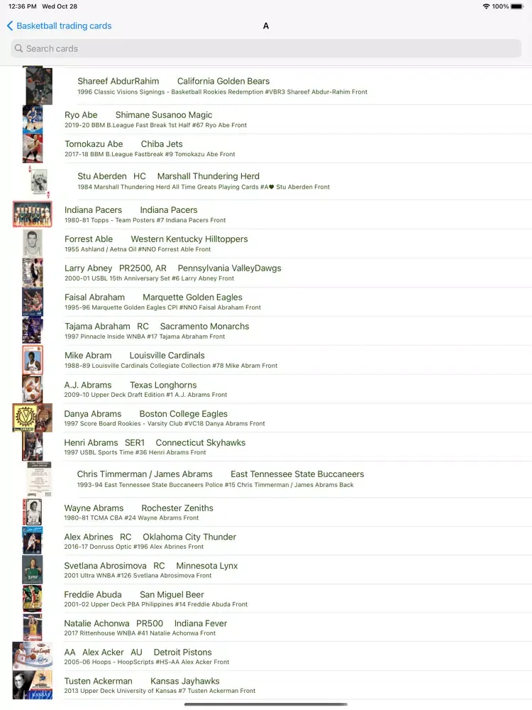 صور Basketball trading cards Light iPad 