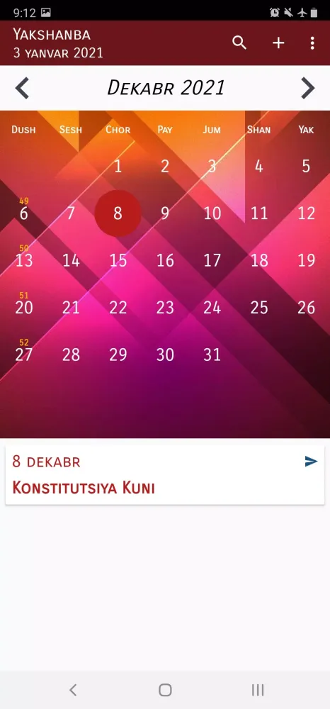 Скриншоты Òzbekiston Kalendar