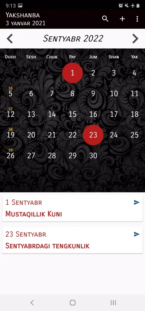 Скриншоты Òzbekiston Kalendar
