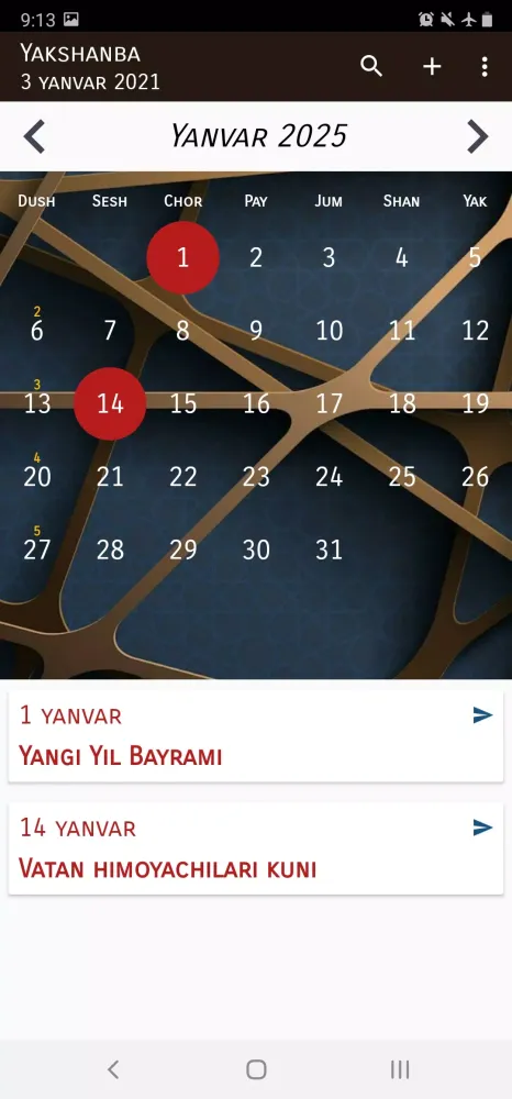 Скриншоты Òzbekiston Kalendar
