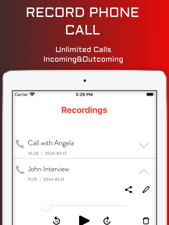 Capturas de pantalla de Phone Call Recorder + iPad 