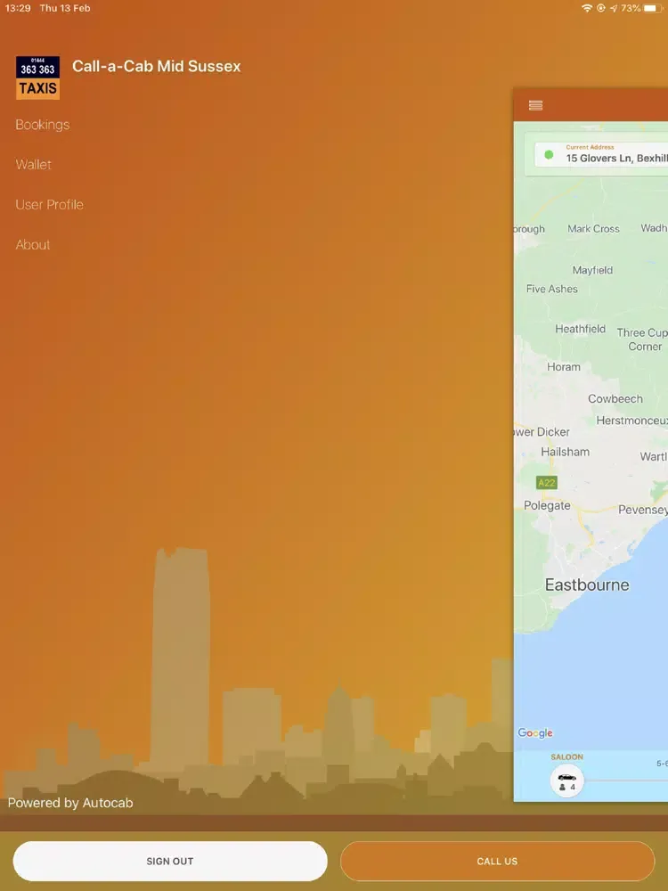 Call-a-Cab Mid Sussex iPad 应用截图