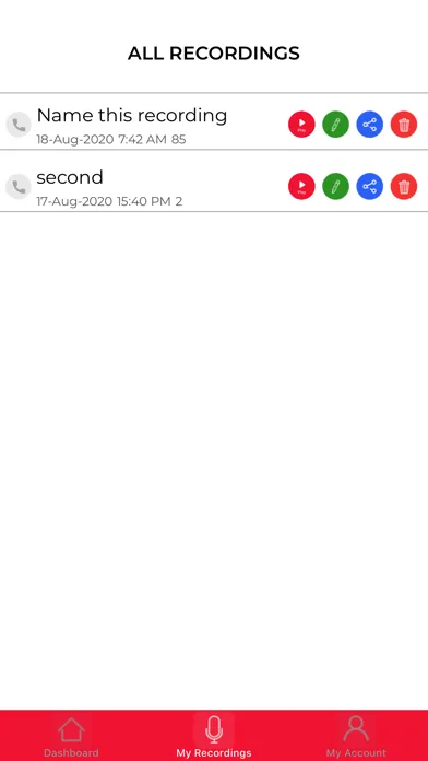ภาพหน้าจอของ Call Recording App