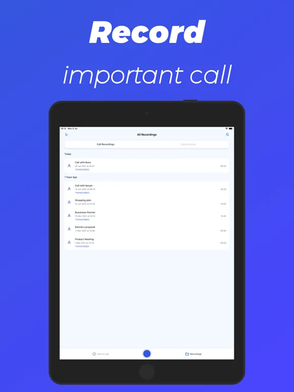 Auto Phone Call Recorder App iPad  Ekran Görüntüleri