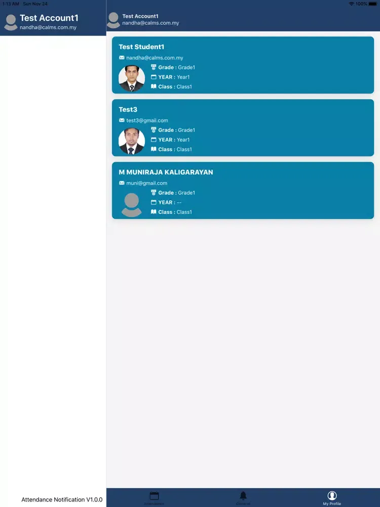 Tangkapan layar Attendance Notification iPad 