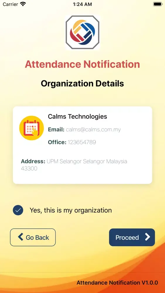 Tangkapan layar Attendance Notification