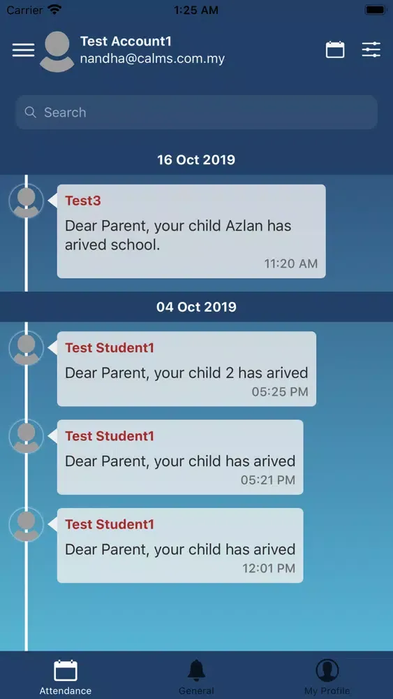 Tangkapan layar Attendance Notification