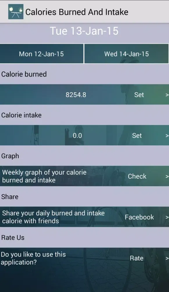 Tangkapan layar Calories Burned And Intake