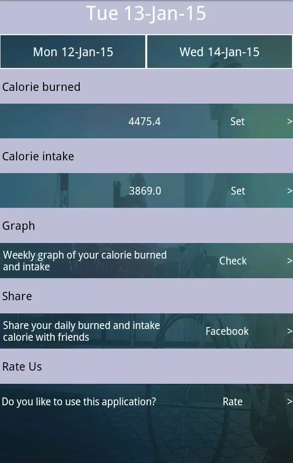 Tangkapan layar Calories Burned And Intake