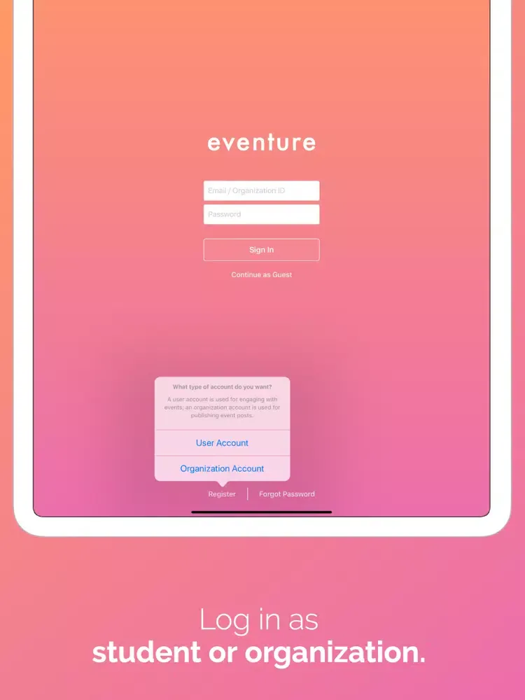 Eventure iPad  Screenshots