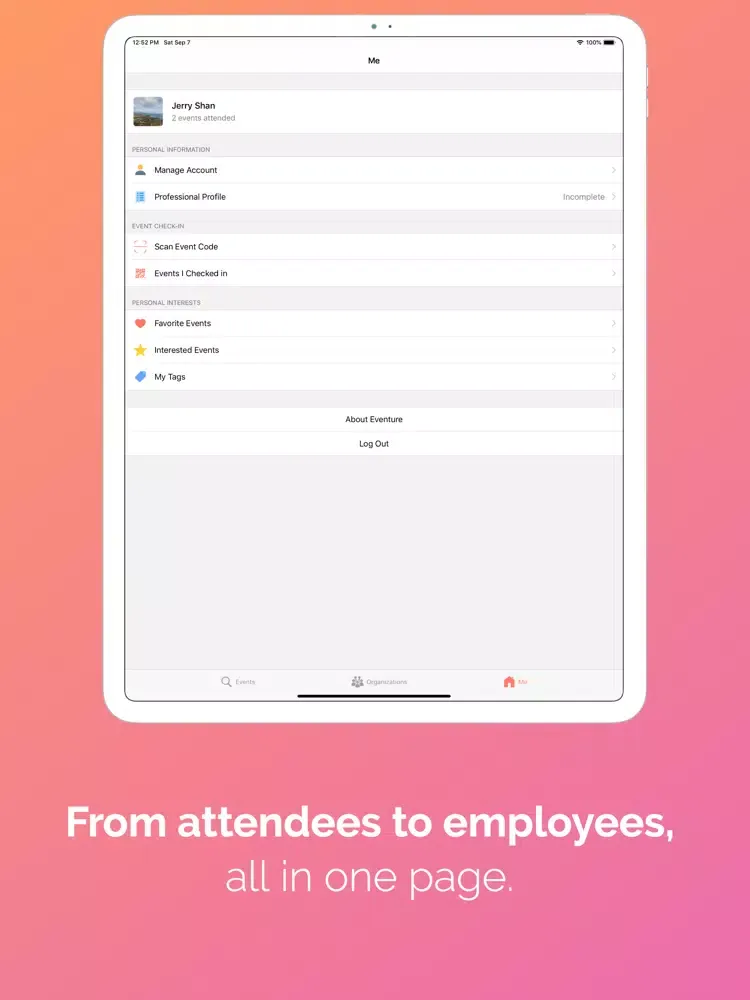 Eventure iPad  Screenshots