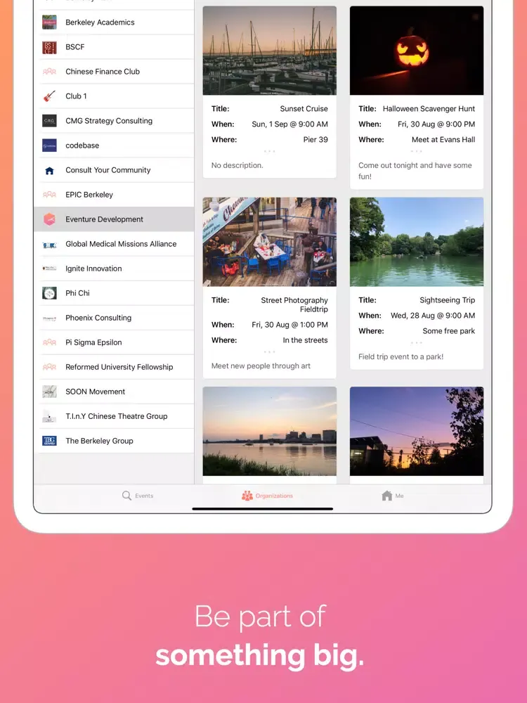 Eventure iPad  Screenshots