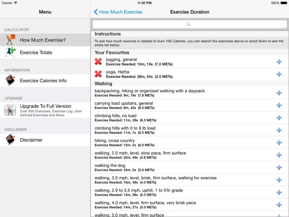 How Much Exercise Calorie Calculator - Exercise Needed for a Given Calories Burned iPad  Screenshots