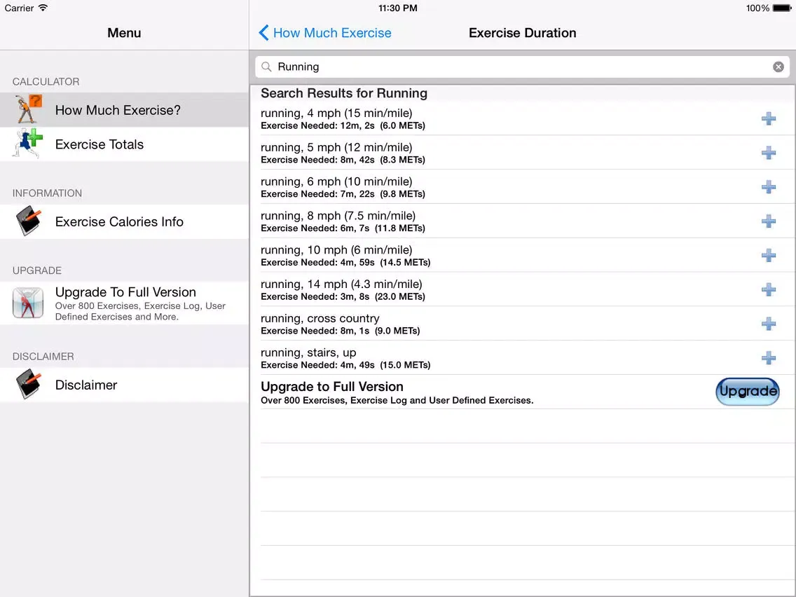 How Much Exercise Calorie Calculator - Exercise Needed for a Given Calories Burned iPad  Screenshots