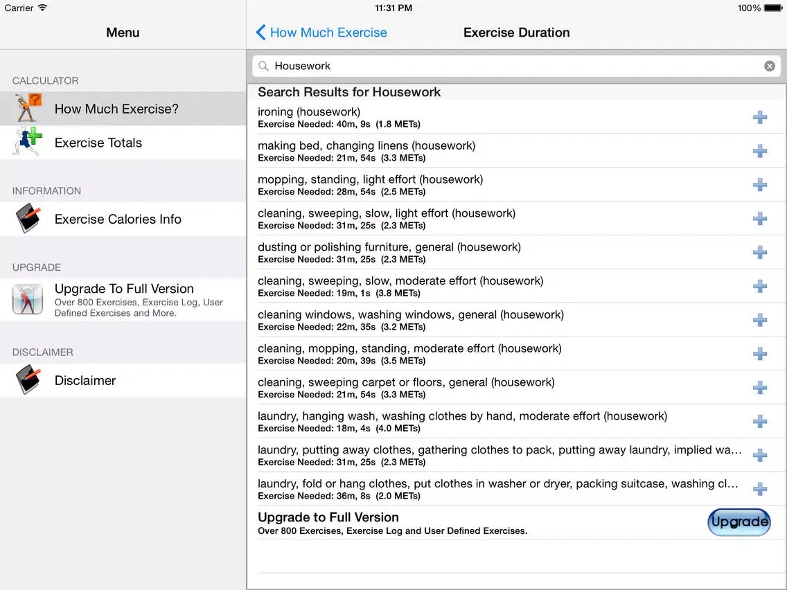 How Much Exercise Calorie Calculator - Exercise Needed for a Given Calories Burned iPad  Screenshots