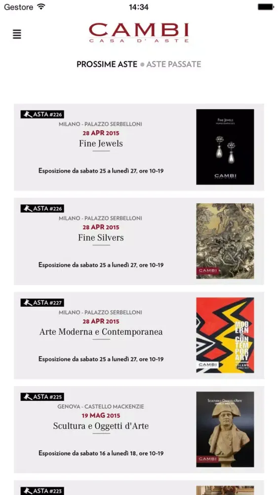 Screenshot di Cambi Casa d'aste