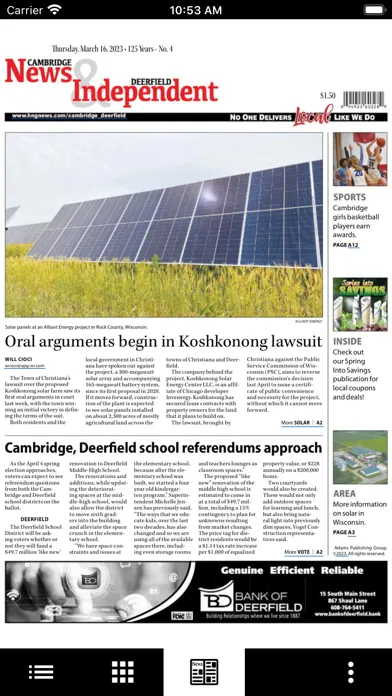 Tangkapan skrin Cambridge & Deerfield News