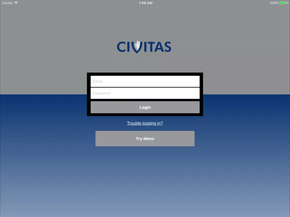 Capturas de tela do Civitas CAM iPad 