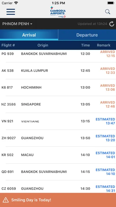 Tangkapan layar Cambodia Airports