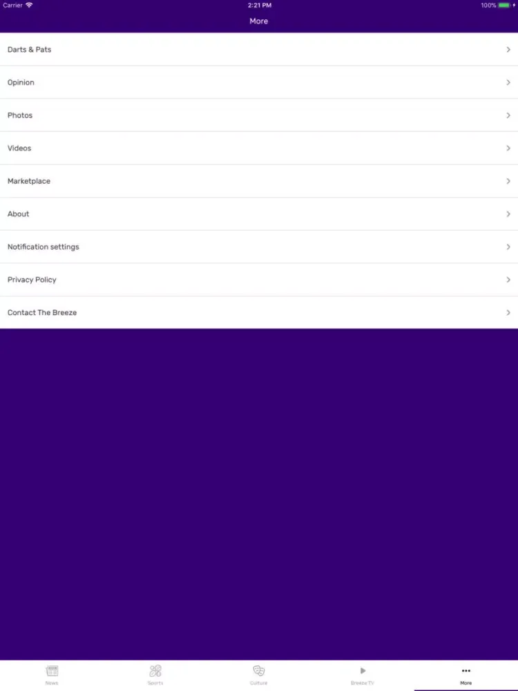 Скриншоты The Breeze JMU iPad 